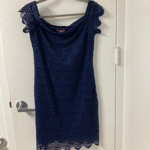 Lilly Pulitzer Navy Shell Lace Dress Size M